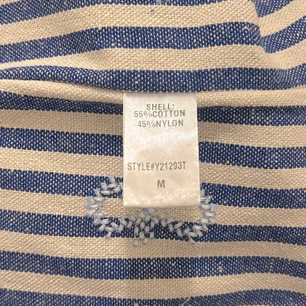 Tuckernuck Floral Embroidered Striped Sullivan Caftan Blue & White Size Medium - Picture 12 of 13
